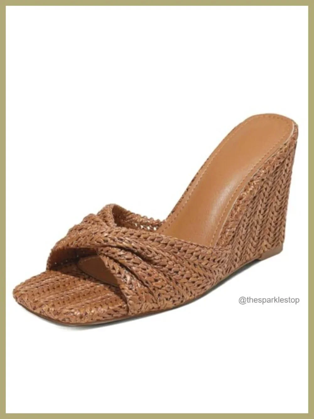 Women's Raffia Braided Wedge Sandals Slip-On Espadrille Mules